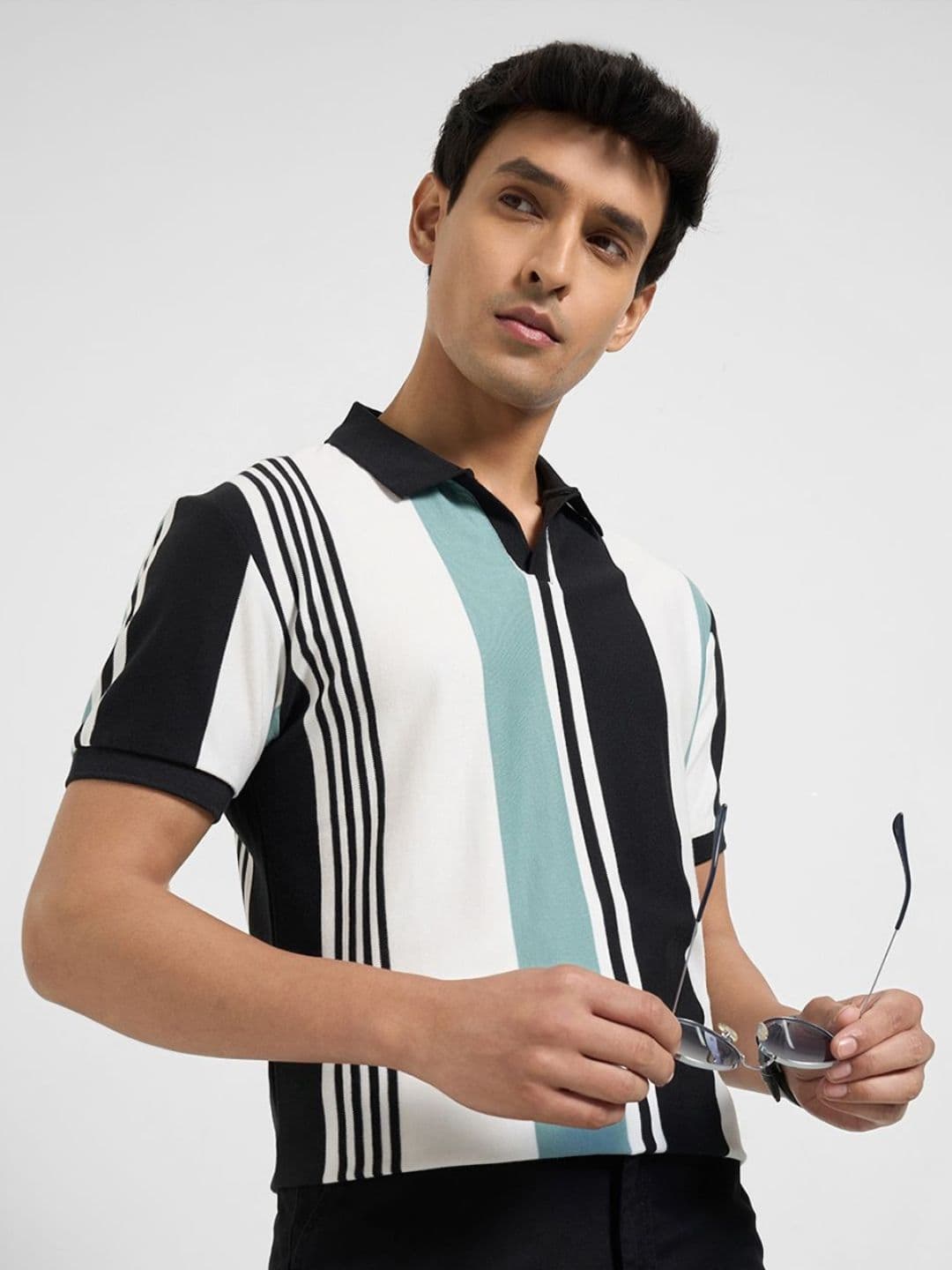 Peregrine by Pantaloons Men Striped Polo Collar Pockets Slim Fit T-shirt thumbnail 4