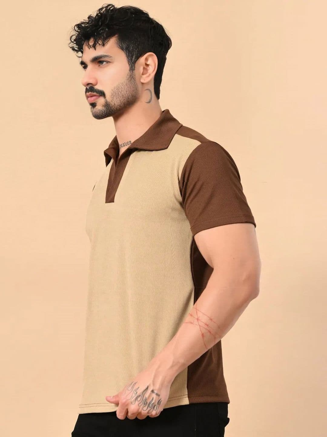 CLAFOUTIS Self Design Polo Collar Casual T-shirt thumbnail 2
