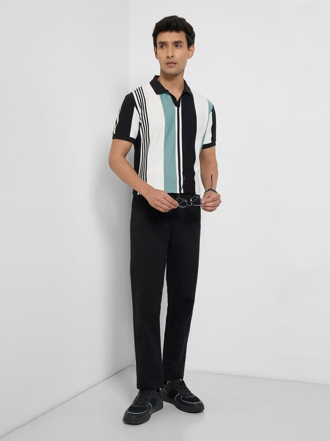 Peregrine by Pantaloons Men Striped Polo Collar Pockets Slim Fit T-shirt thumbnail 5