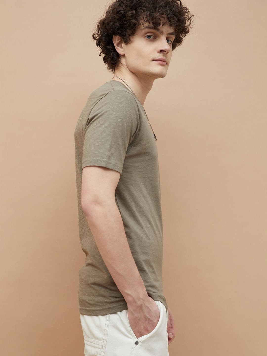 Fame Forever by Lifestyle V-Neck Cotton T-shirt thumbnail 4