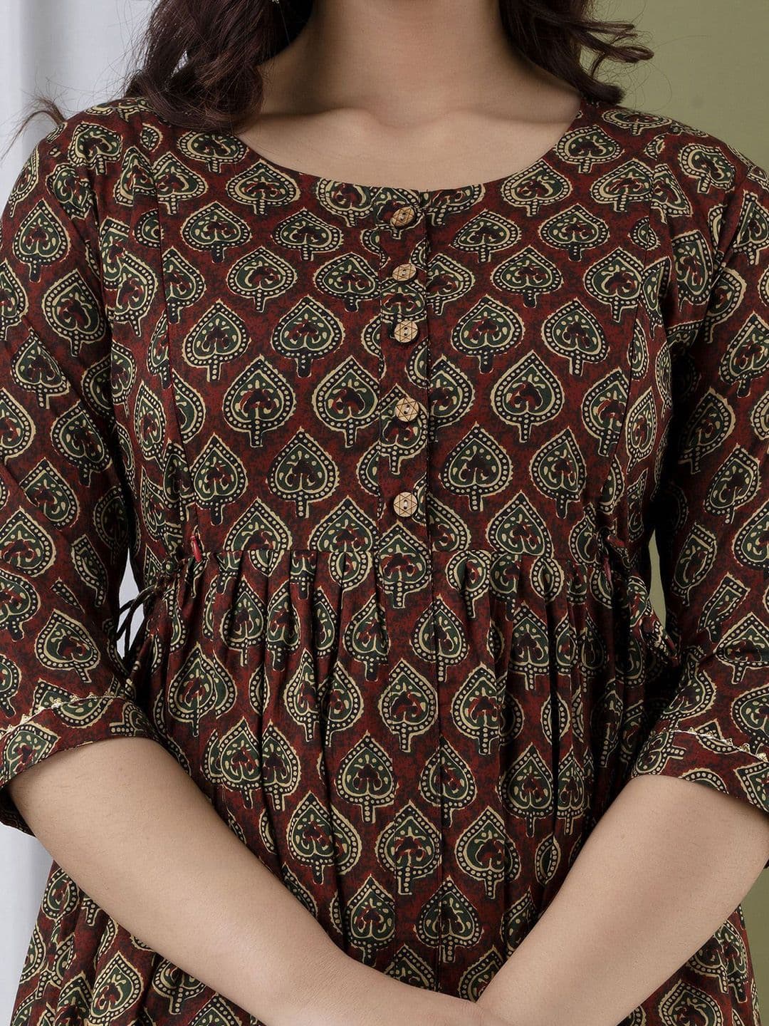 Moda Rapido Floral Printed Round Neck Pure Cotton Maternity A-Line Ethnic Dress thumbnail 4