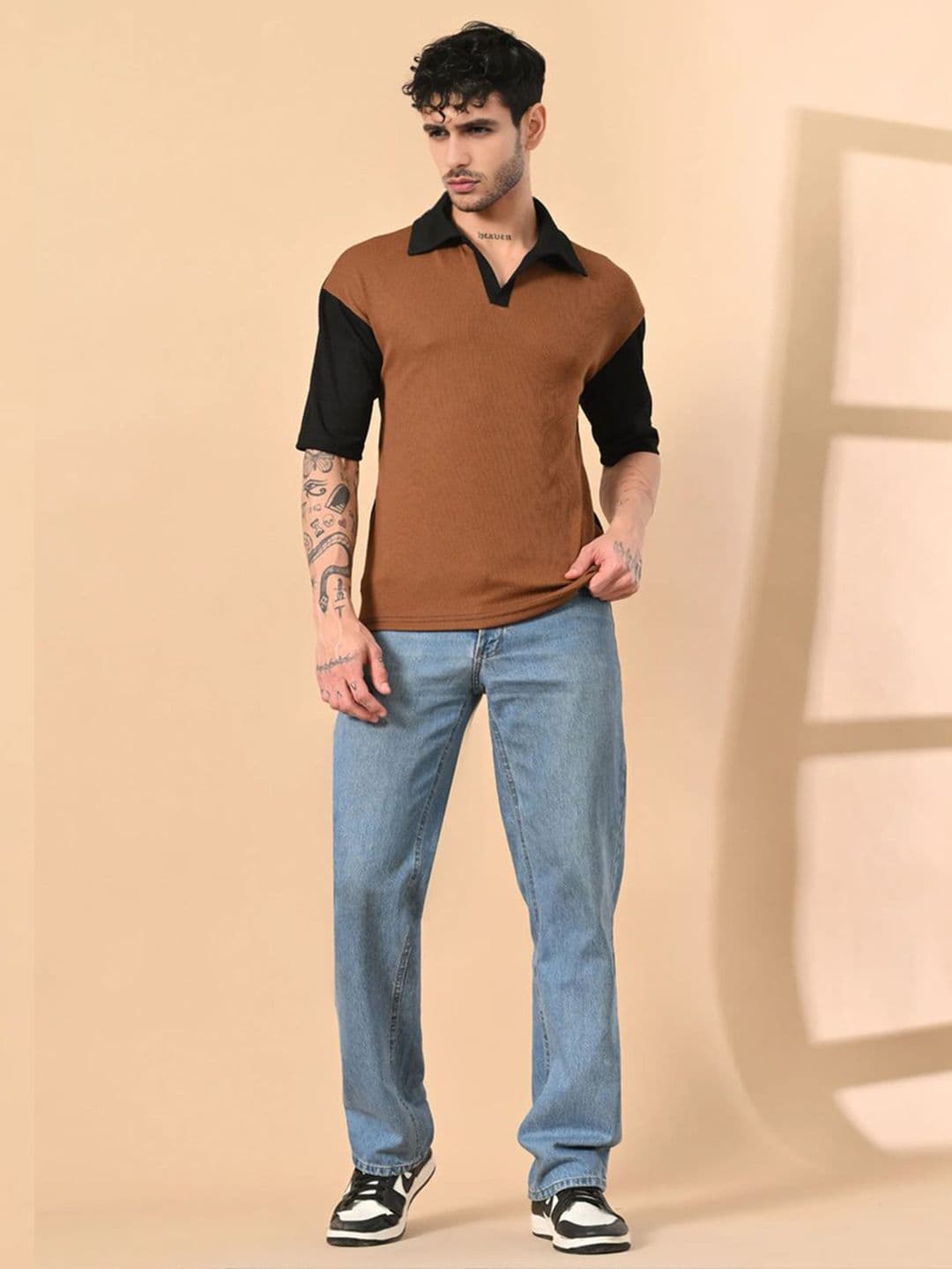 CLAFOUTIS Men Colourblocked Polo Collar T-shirt thumbnail 2