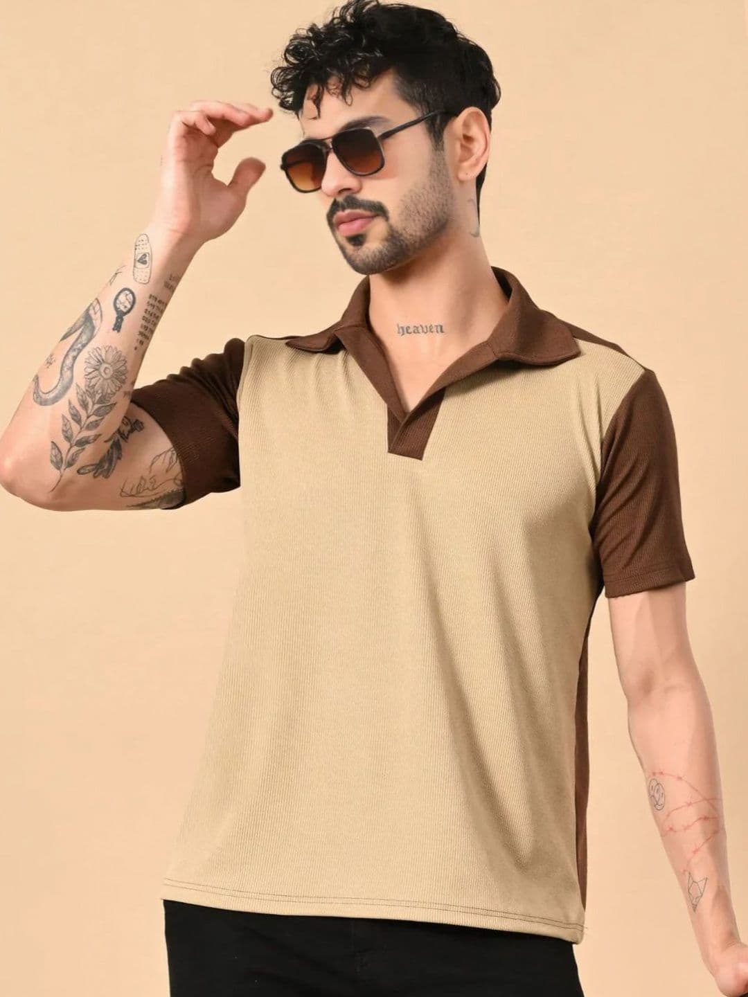 CLAFOUTIS Self Design Polo Collar Casual T-shirt thumbnail 5
