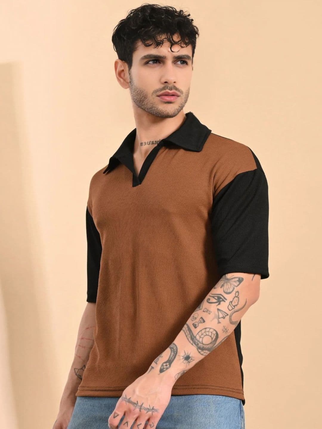 CLAFOUTIS Men Colourblocked Polo Collar T-shirt thumbnail 6