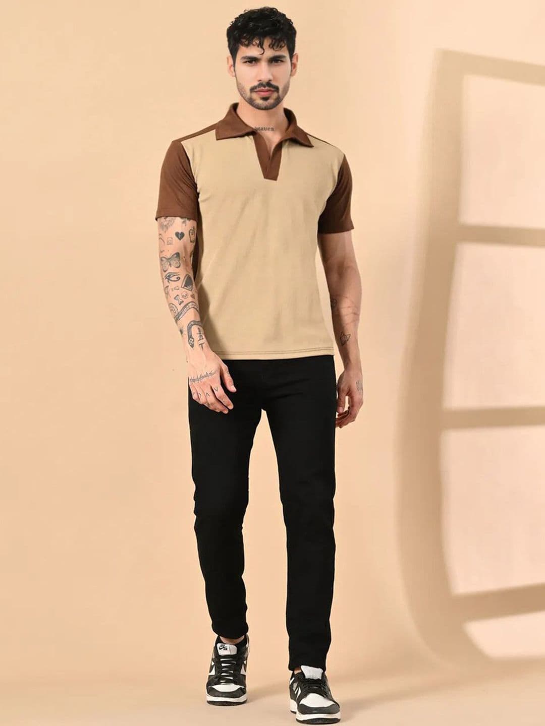 CLAFOUTIS Self Design Polo Collar Casual T-shirt thumbnail 6