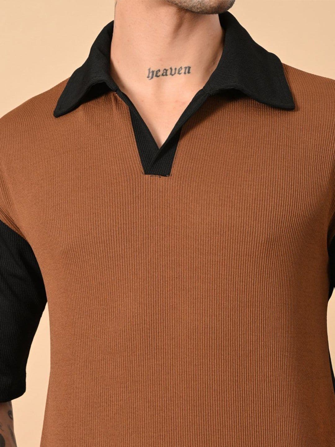 CLAFOUTIS Men Colourblocked Polo Collar T-shirt thumbnail 5