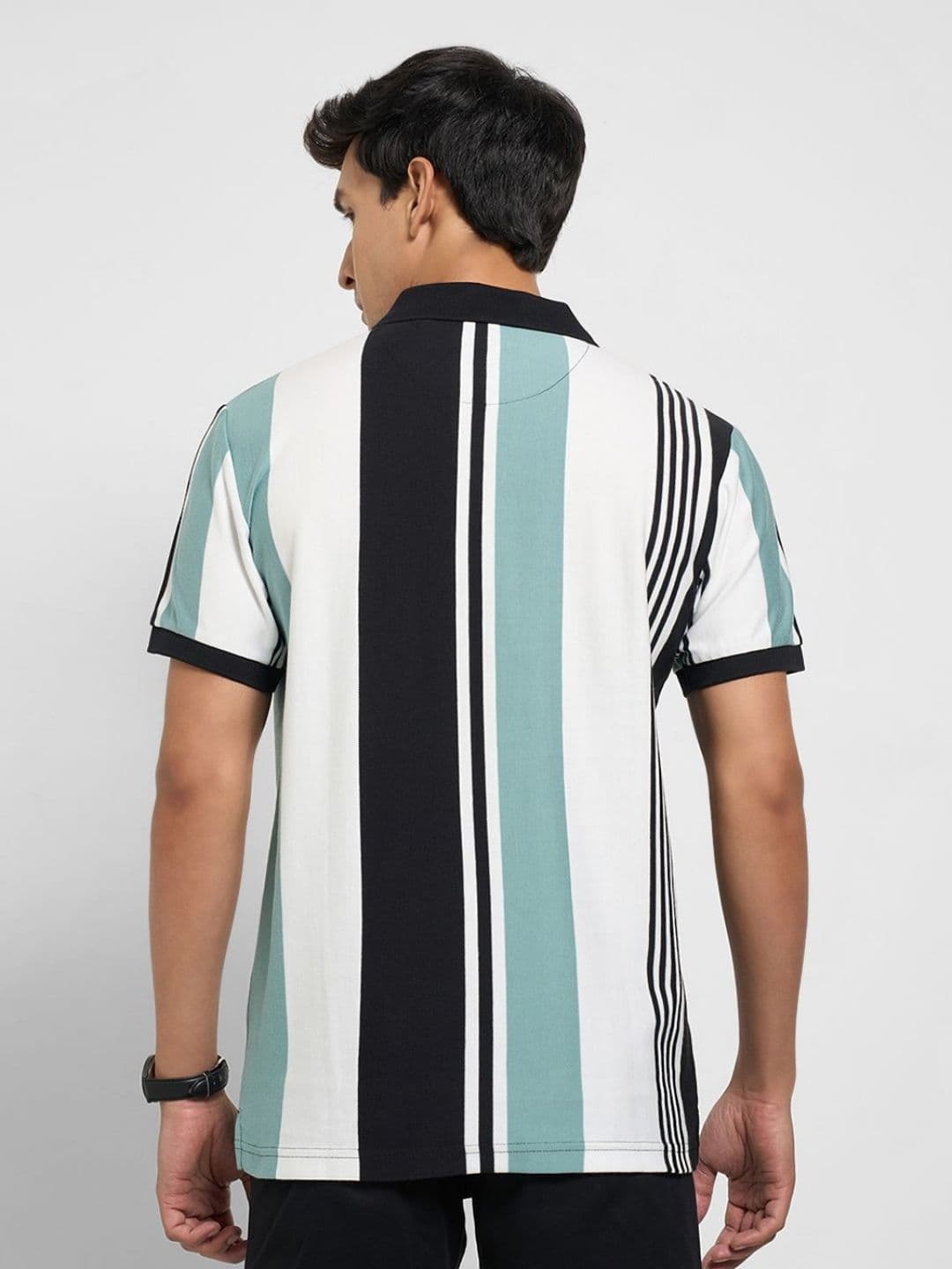 Peregrine by Pantaloons Men Striped Polo Collar Pockets Slim Fit T-shirt thumbnail 6