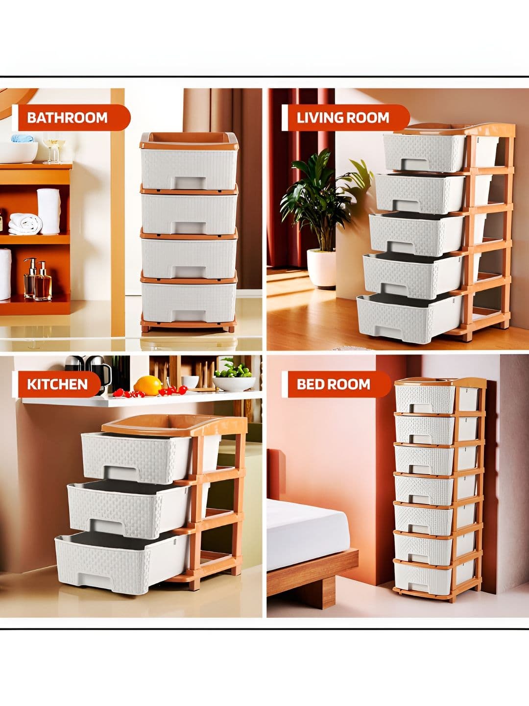 Aura White Golden Durable & Modular Multi-Purpose 2-Layer Plastic Drawer Storage Organiser thumbnail 6