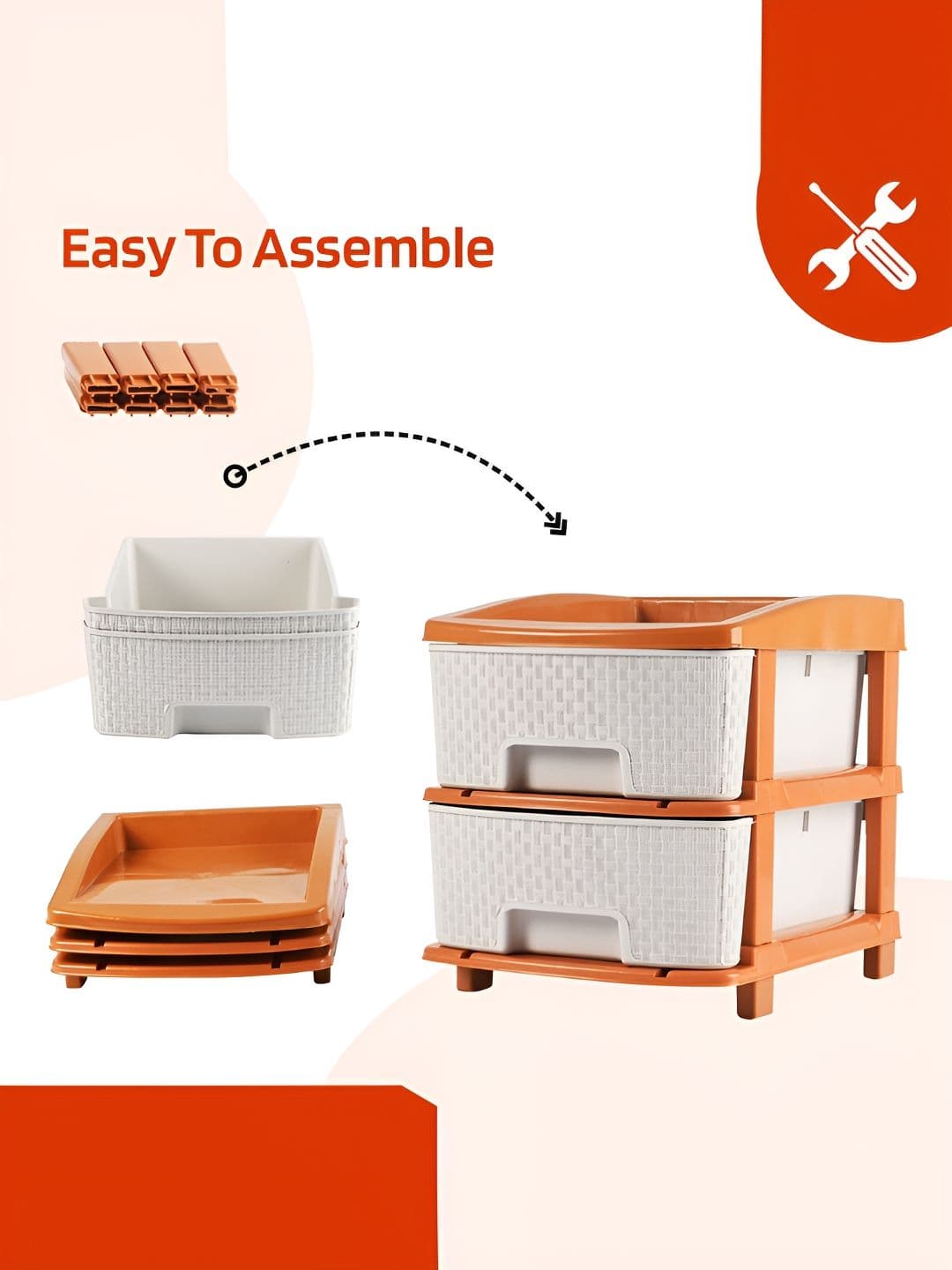 Aura White Golden Durable & Modular Multi-Purpose 2-Layer Plastic Drawer Storage Organiser thumbnail 7