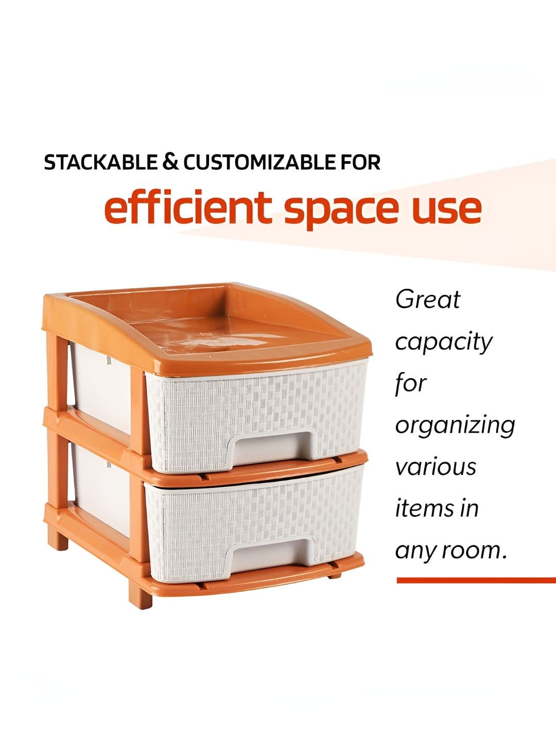 Aura White Golden Durable & Modular Multi-Purpose 2-Layer Plastic Drawer Storage Organiser thumbnail 3
