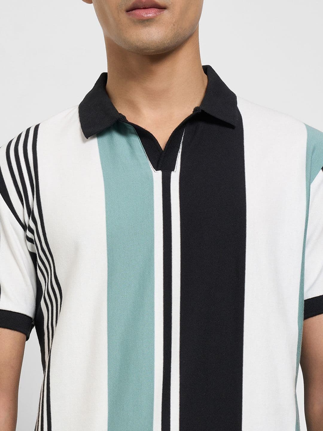 Peregrine by Pantaloons Men Striped Polo Collar Pockets Slim Fit T-shirt thumbnail 2