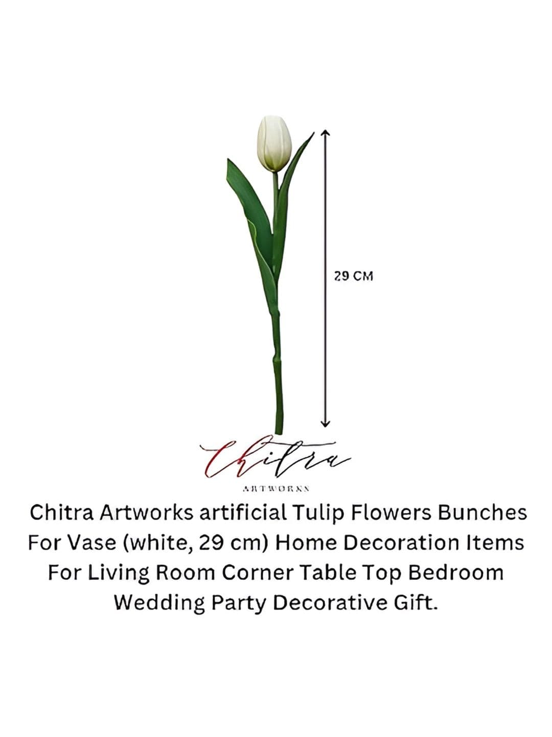 Chitra Artworks White 5 Pieces Tulip Artificial Flower thumbnail 5