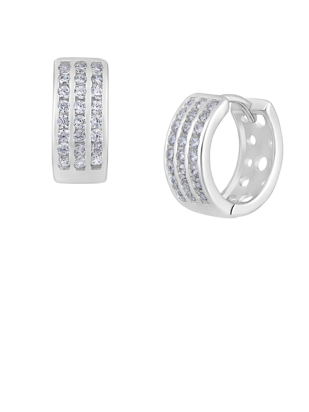 Jazz and Sizzle Silver Plated American Diamond Contemporary Hoop Earrings thumbnail 8