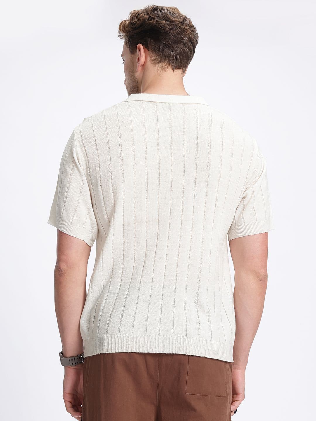 glitchez Ribbed Cotton Polo Collar T-shirt thumbnail 2