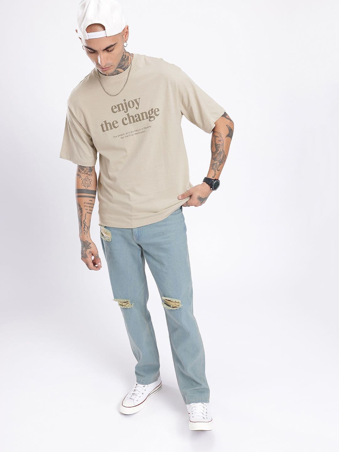 glitchez Typography Printed Relaxed Fit T-shirt thumbnail 3