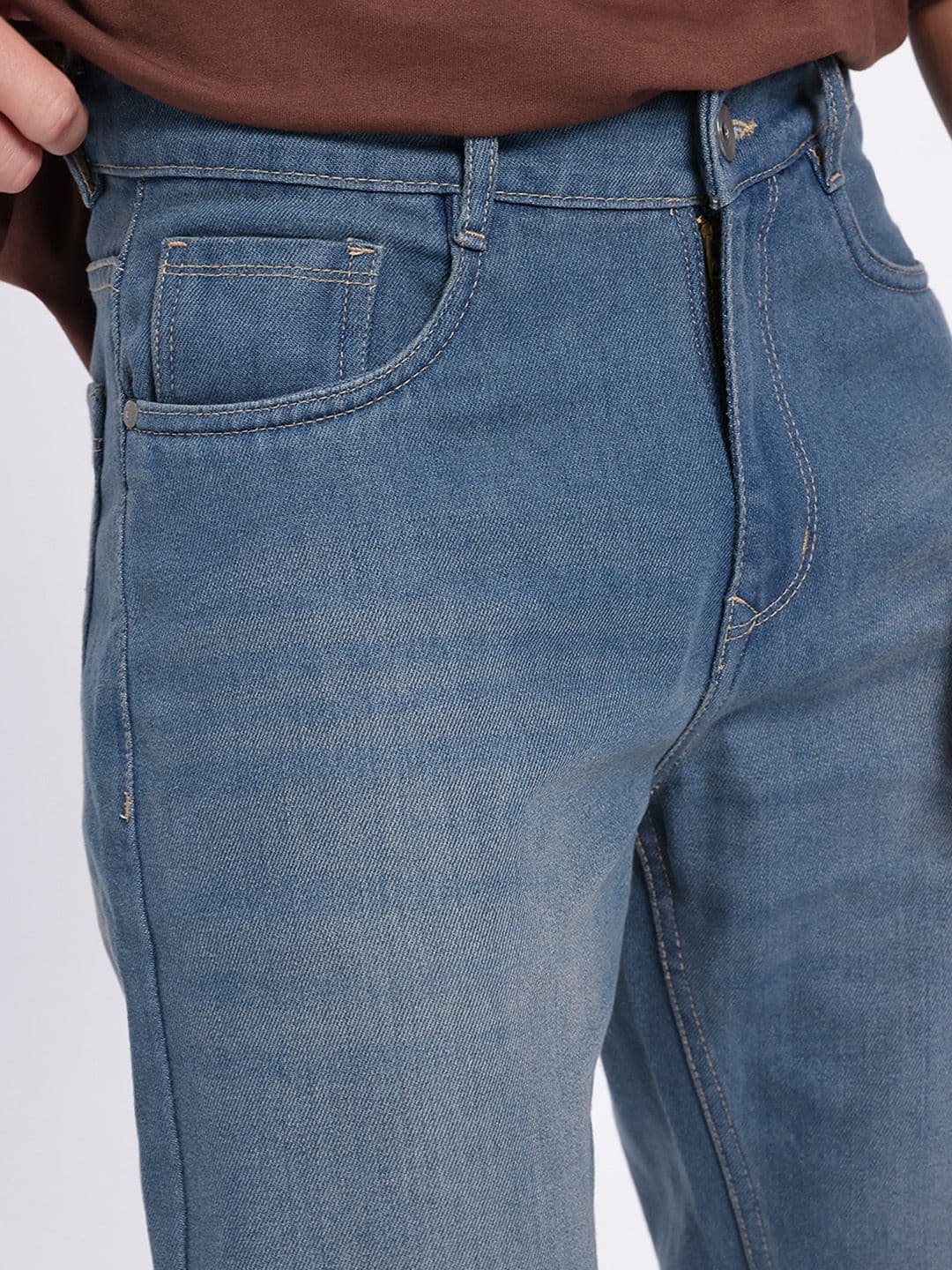 glitchez Men Light Washed Straight Fit Jeans thumbnail 2