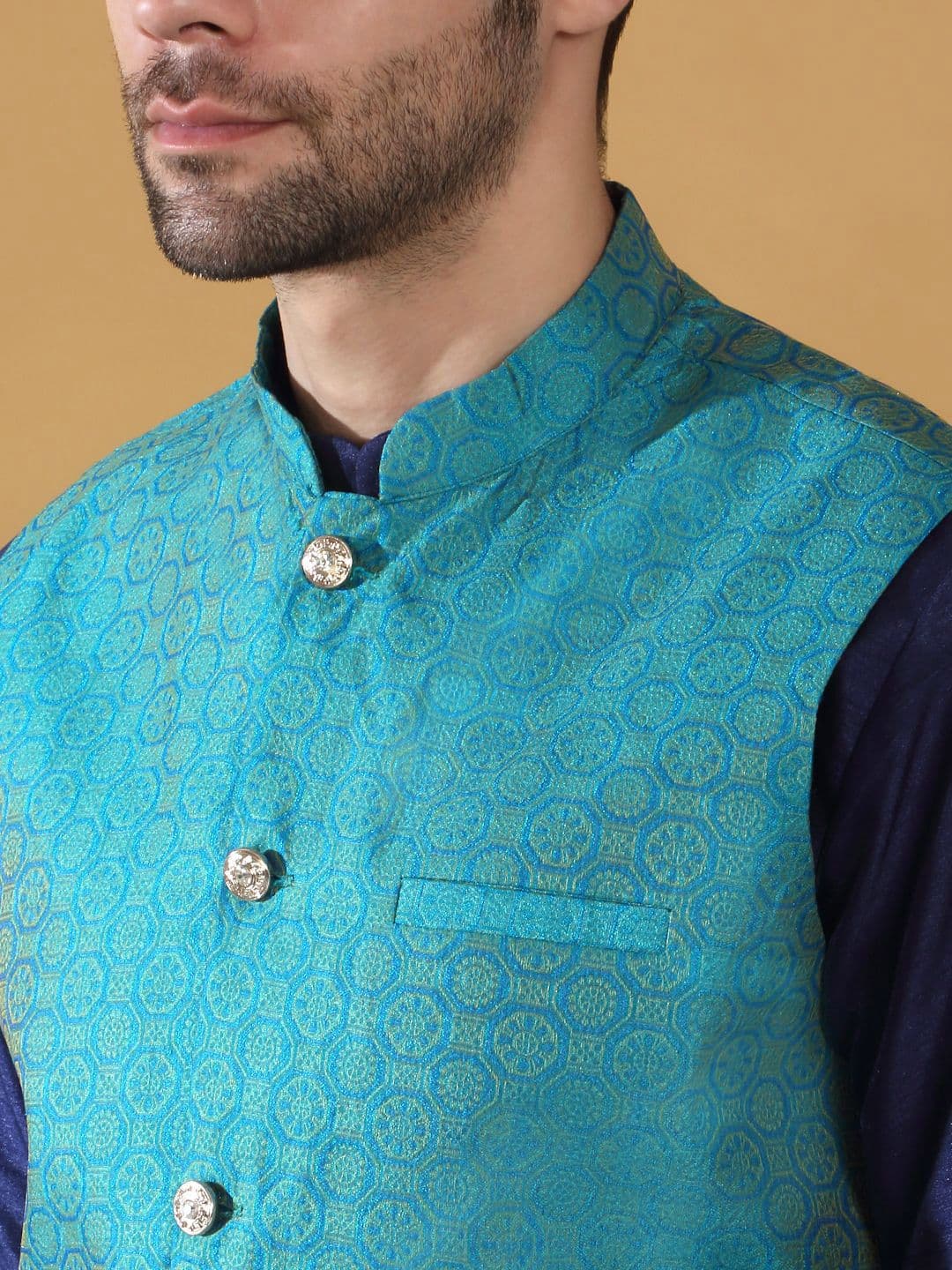 KRAFT INDIA Geometric Printed Woven Nehru Jacket thumbnail 7