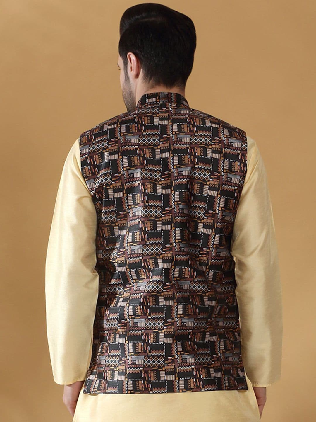 KRAFT INDIA Abstract Printed Woven Nehru Jacket thumbnail 6