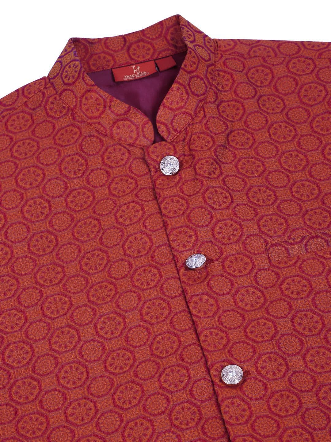 KRAFT INDIA Geometric Printed Woven Nehru Jacket thumbnail 3