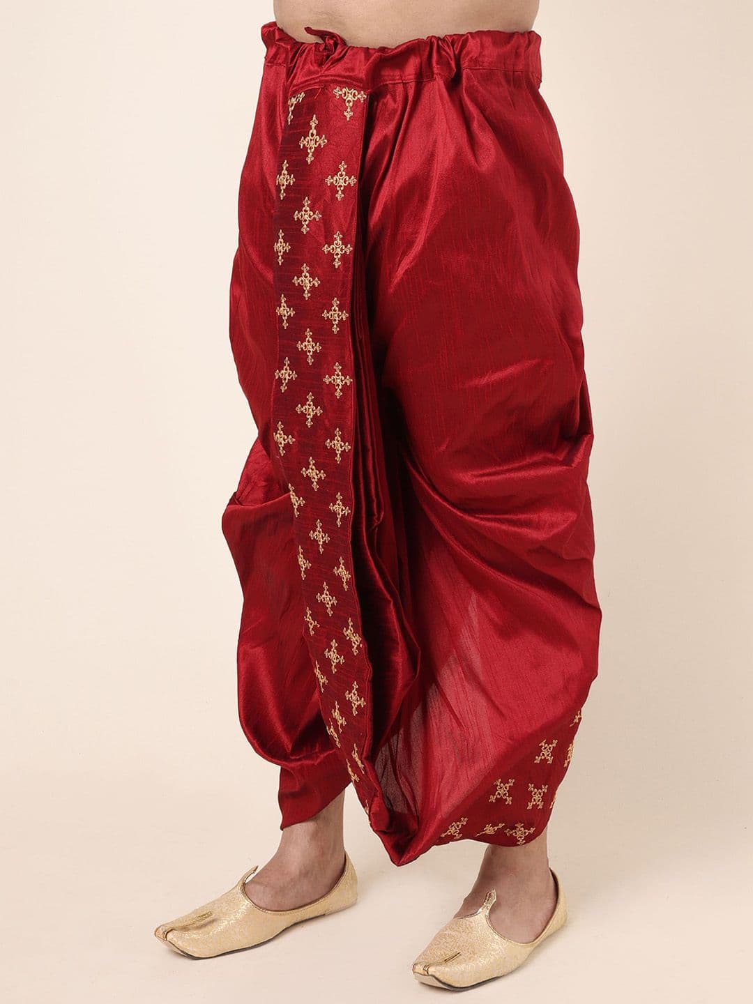 W & G Men Embroidered Relaxed Fit Silk Ethnic Dhoti thumbnail 4