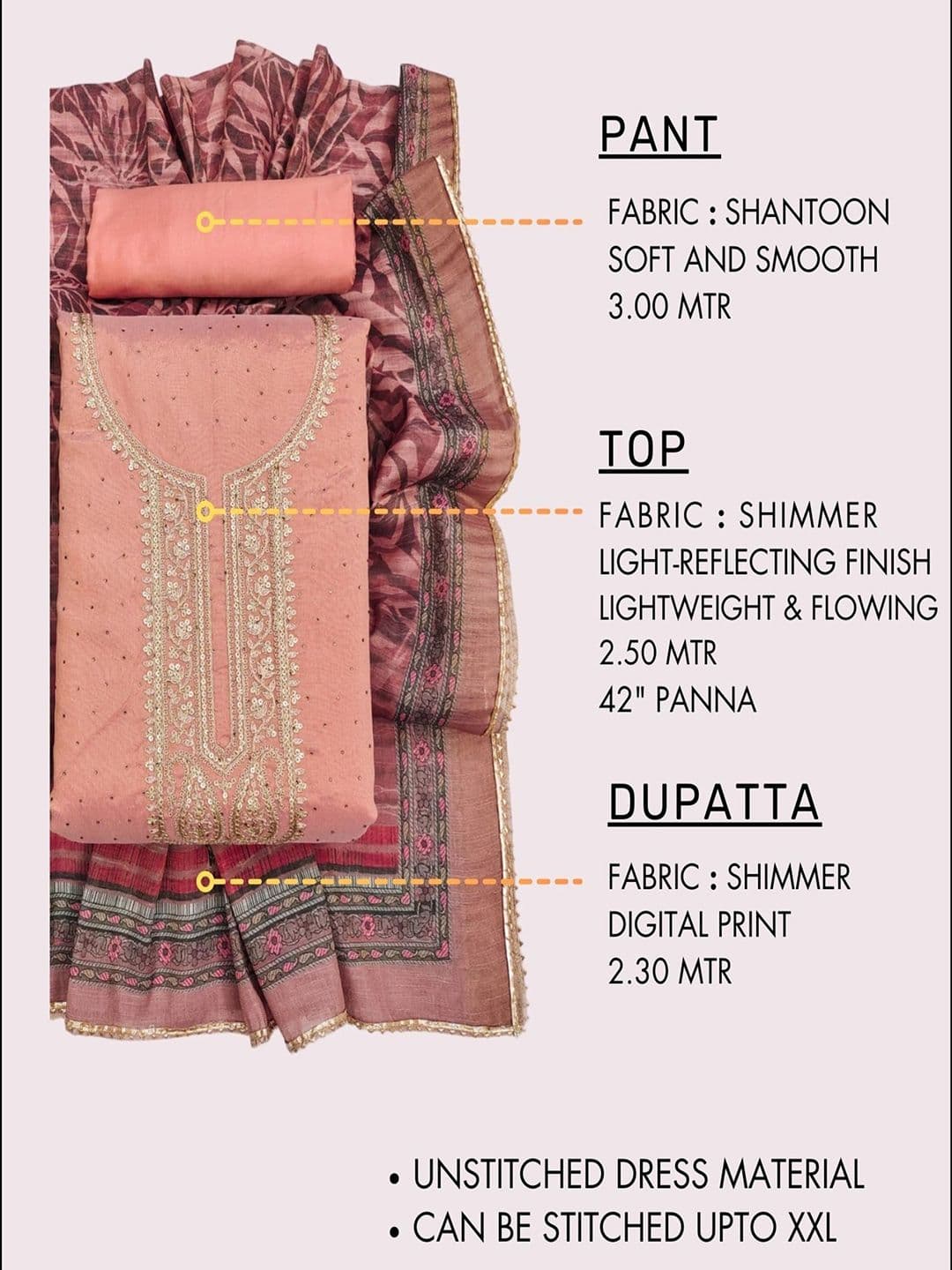 TAVAS Embroidered Sequinned Unstitched Dress Material thumbnail 2
