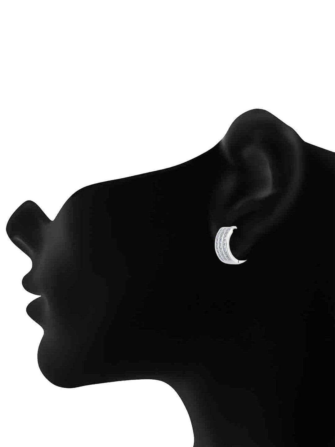 Jazz and Sizzle Silver Plated American Diamond Contemporary Hoop Earrings thumbnail 4