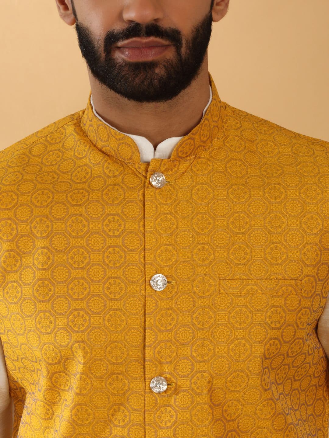 KRAFT INDIA Printed Mandarin Collar Nehru Jacket thumbnail 4