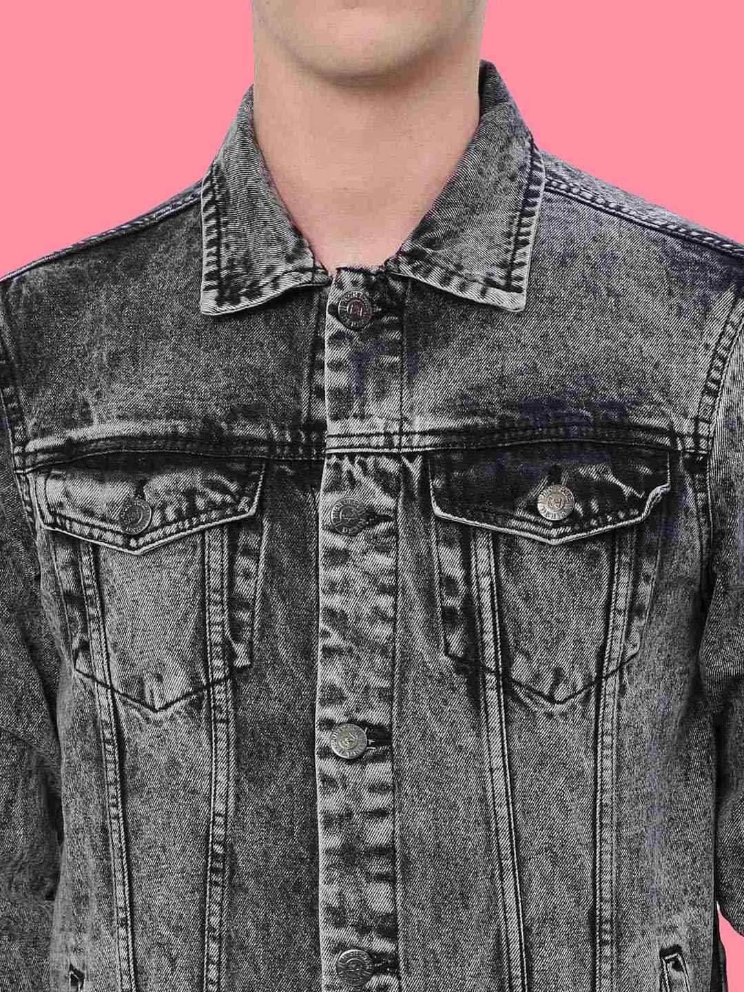 KLIZEN Men Denim Jacket with Patchwork thumbnail 5