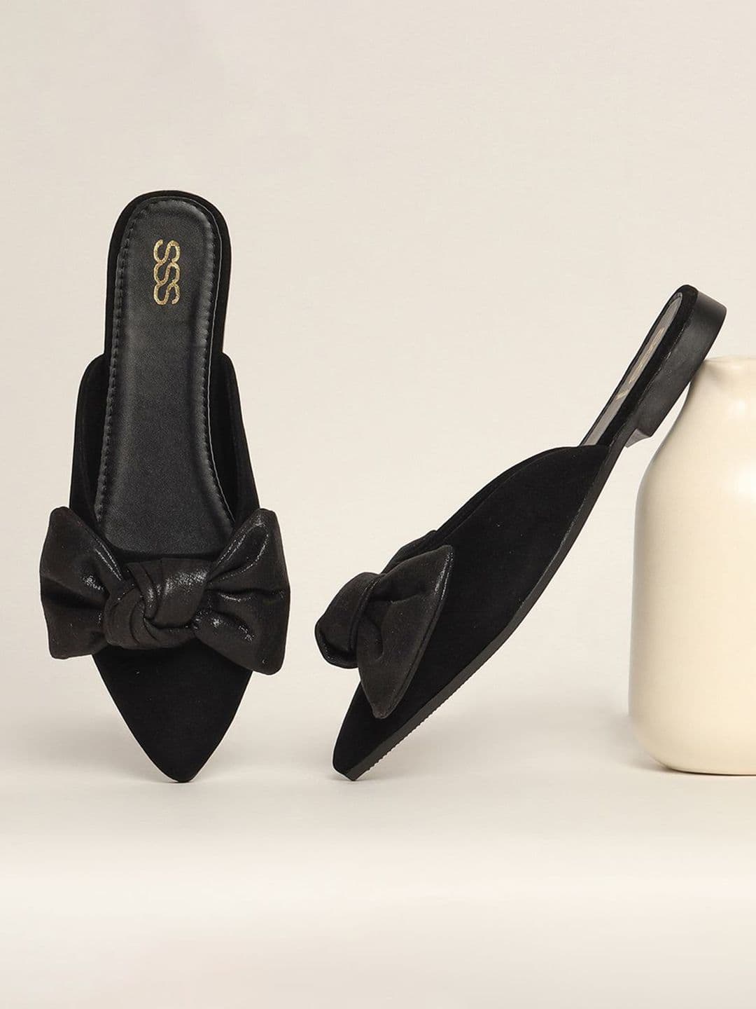 Street Style Store Women Pointed Toe Mules with Bows thumbnail 6