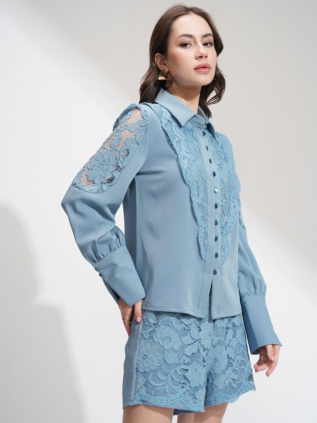 ESPYR By Tokyo Talkies Self Design Shirt With Shorts Co-Ords thumbnail 5