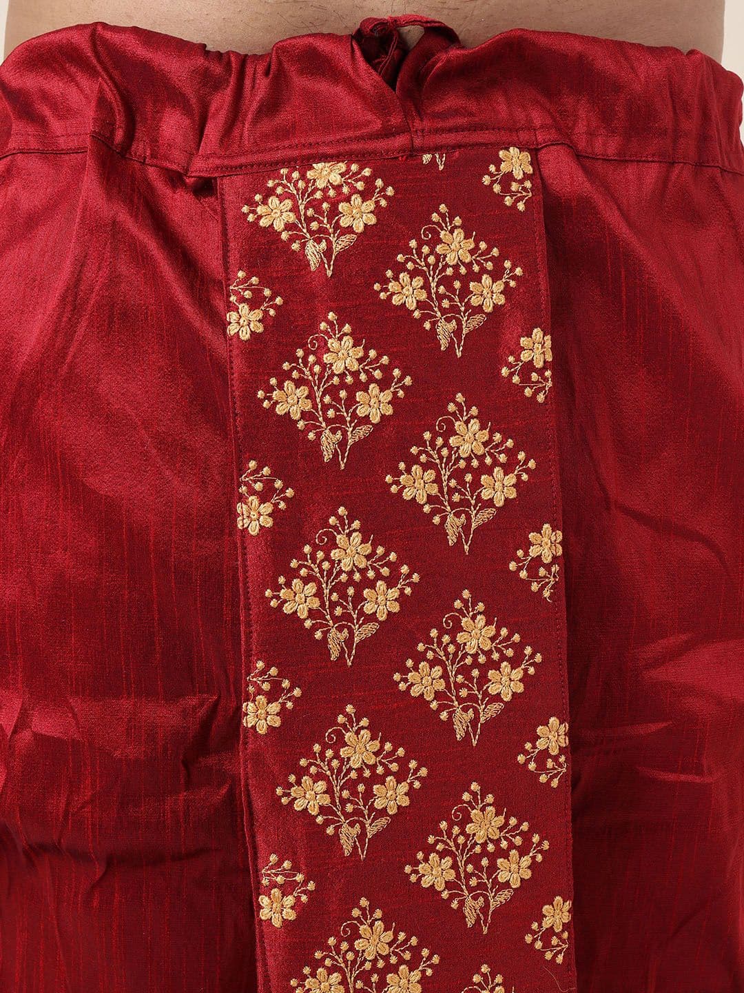 W & G Men Embroidered Relaxed Fit Silk Ethnic Dhoti thumbnail 4