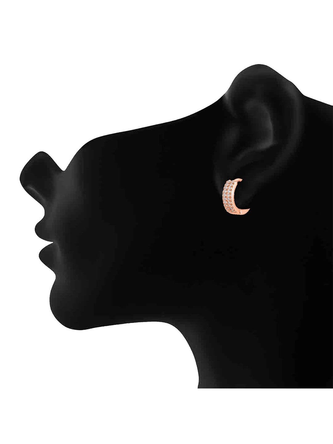 Jazz and Sizzle Rose Gold Plated American Diamond Hoop Earrings thumbnail 2