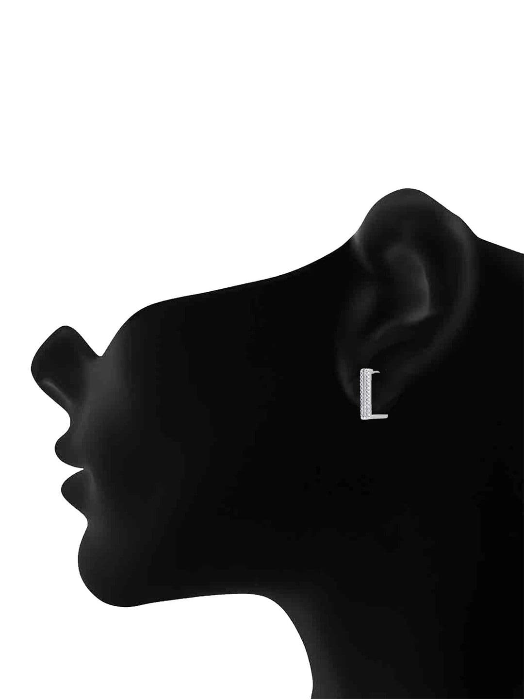 Jazz and Sizzle Rhodium Plated American Diamond Geometric Hoop Earrings thumbnail 2