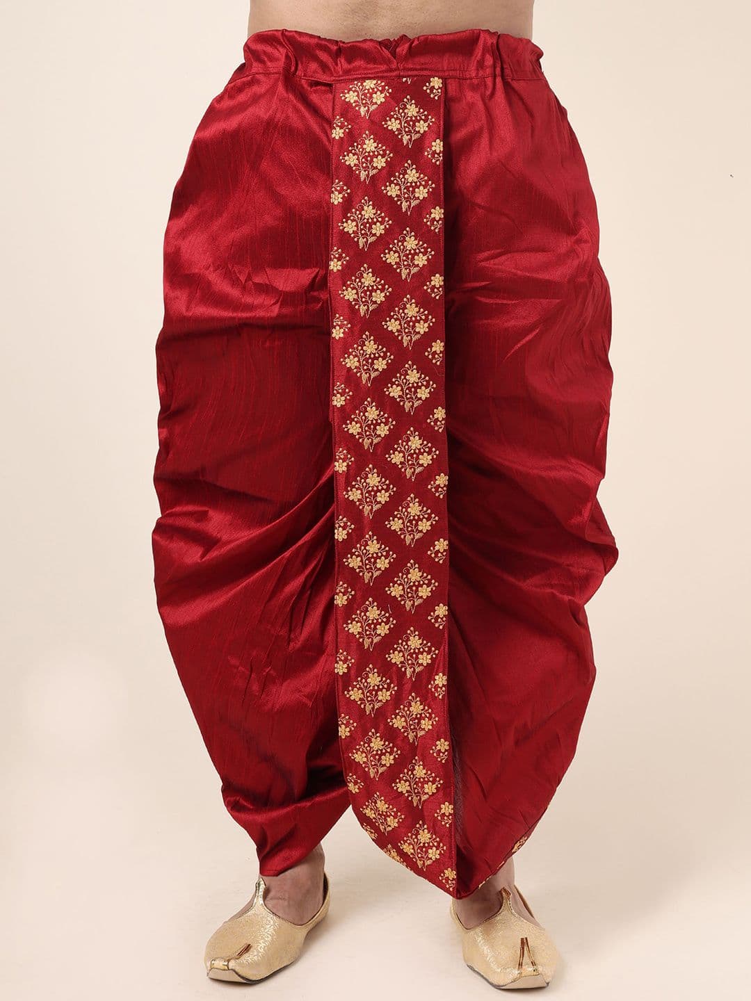 W & G Men Embroidered Relaxed Fit Silk Ethnic Dhoti - view 1