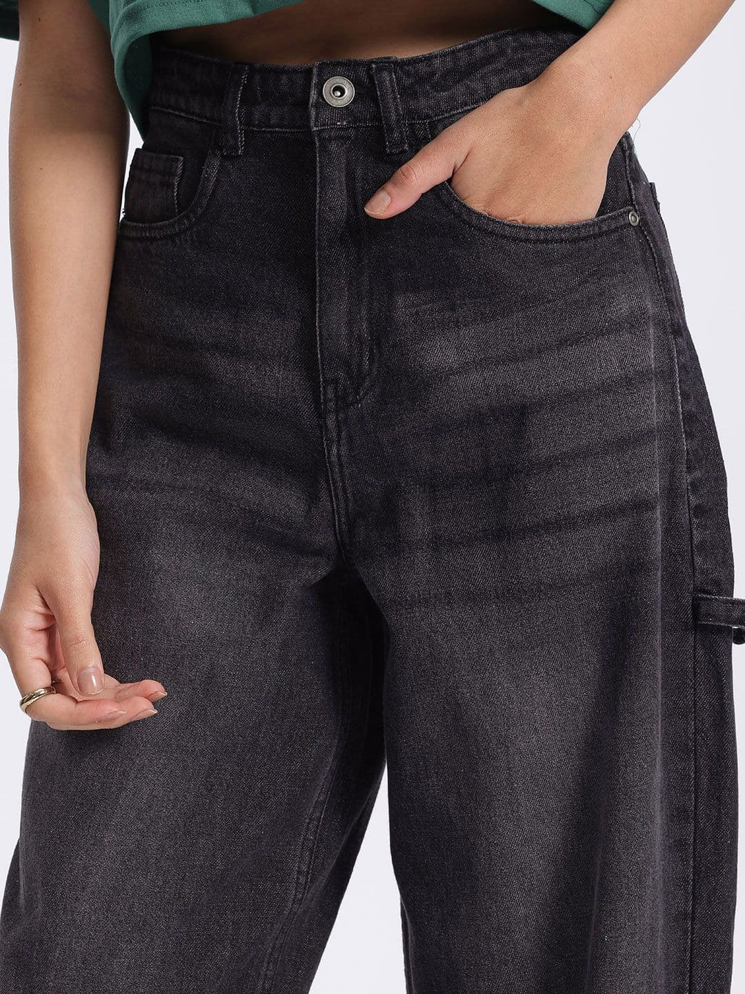 glitchez Women Mid-Rise Light Fade Pure Cotton Baggy Fit Jeans thumbnail 3