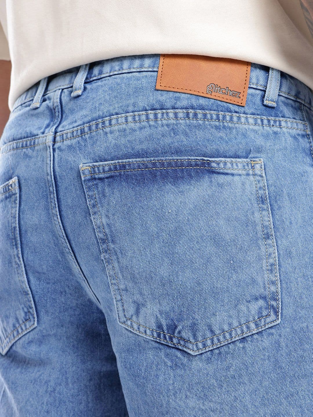glitchez Men Light Fade Regular Fit Denim Shorts thumbnail 7