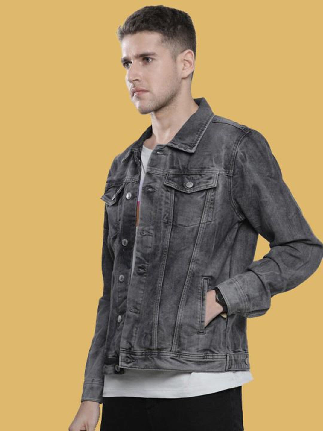 KLIZEN Men Denim Jacket with Patchwork thumbnail 2