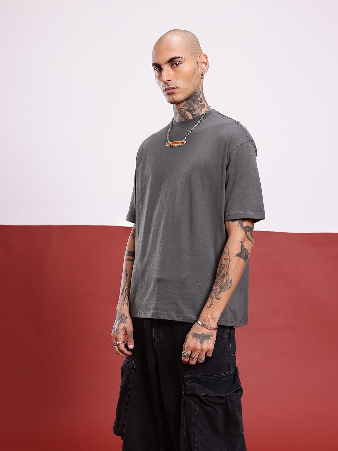 glitchez Oversized Pure Cotton Back Printed T-shirt thumbnail 4