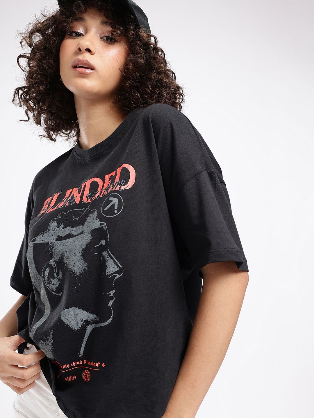 glitchez Classic Graphic Printed Oversized T-shirt - view 1