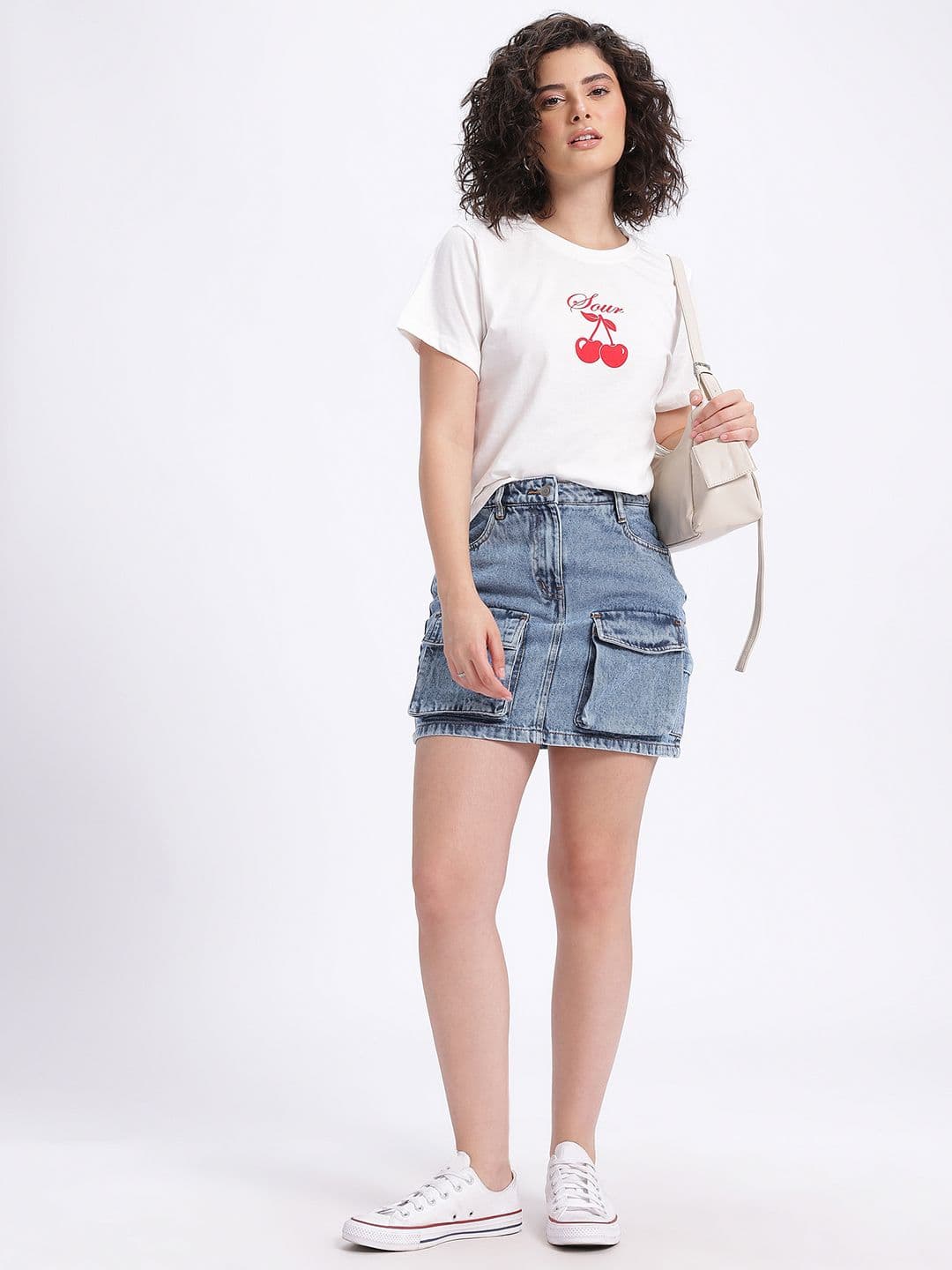 glitchez Faded Utility Cargo Denim Straight Mini Skirt thumbnail 6