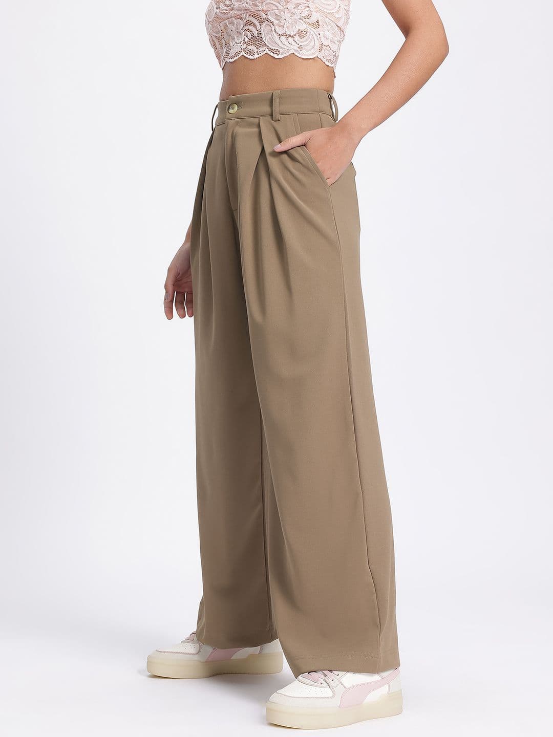 glitchez Women Pleated High-Rise Korean Pants thumbnail 2