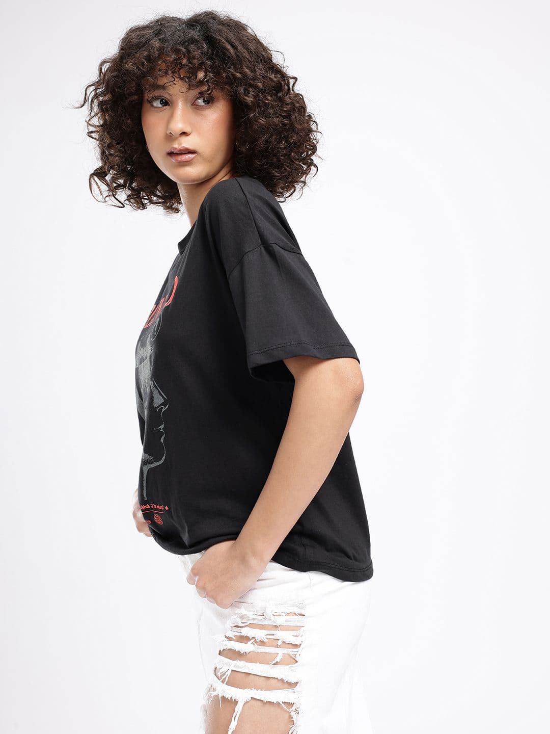 glitchez Classic Graphic Printed Oversized T-shirt thumbnail 2