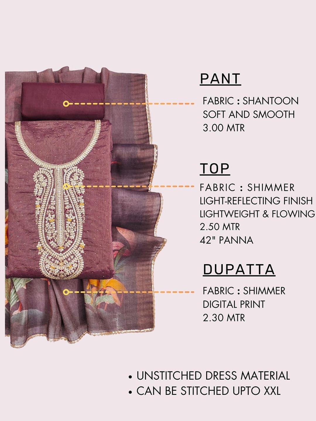 TAVAS Embroidered Sequinned Unstitched Dress Material thumbnail 3