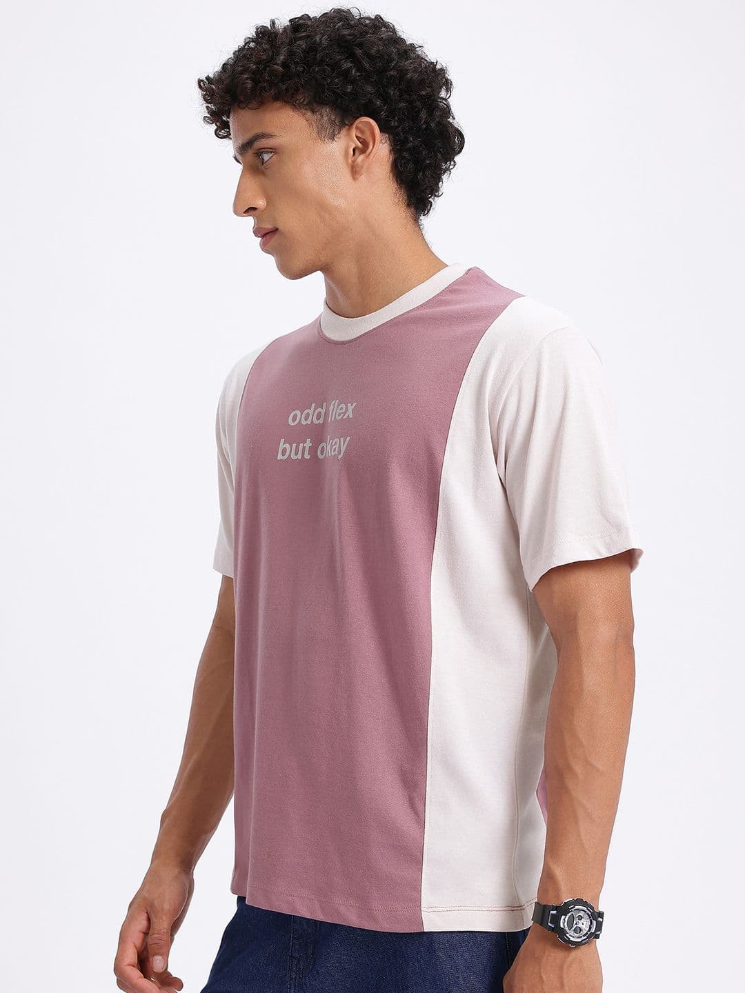 glitchez Printed Panelled Oversized Fit T-shirt thumbnail 6