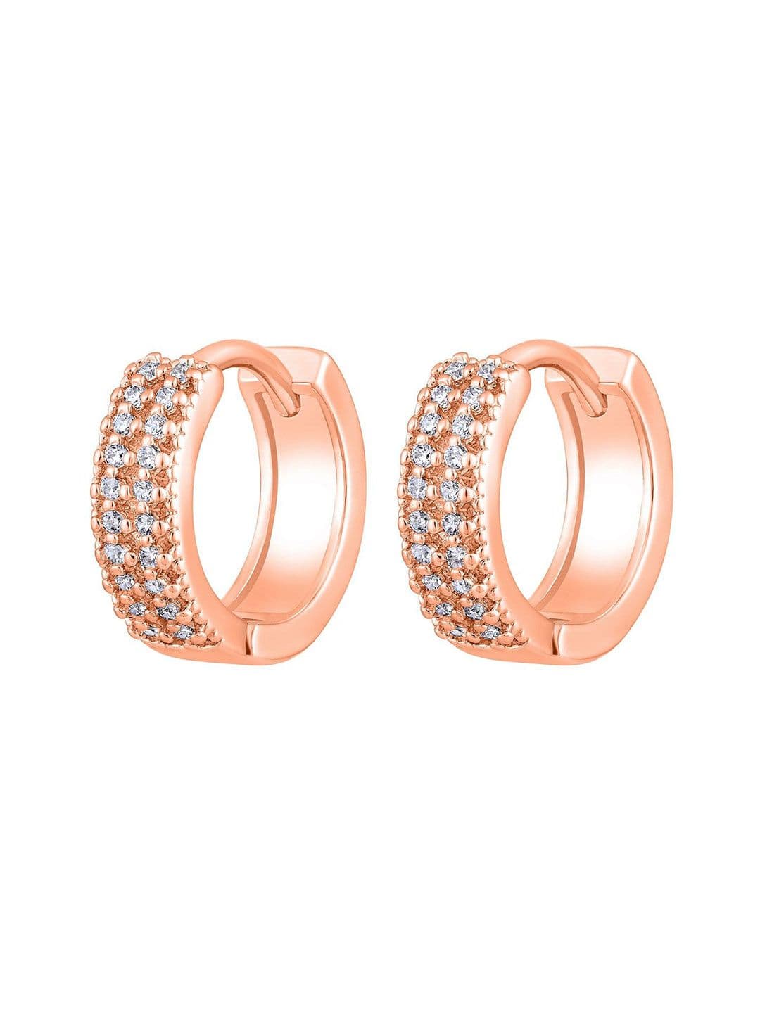 Jazz and Sizzle Rose Gold Plated American Diamond Hoop Earrings thumbnail 4