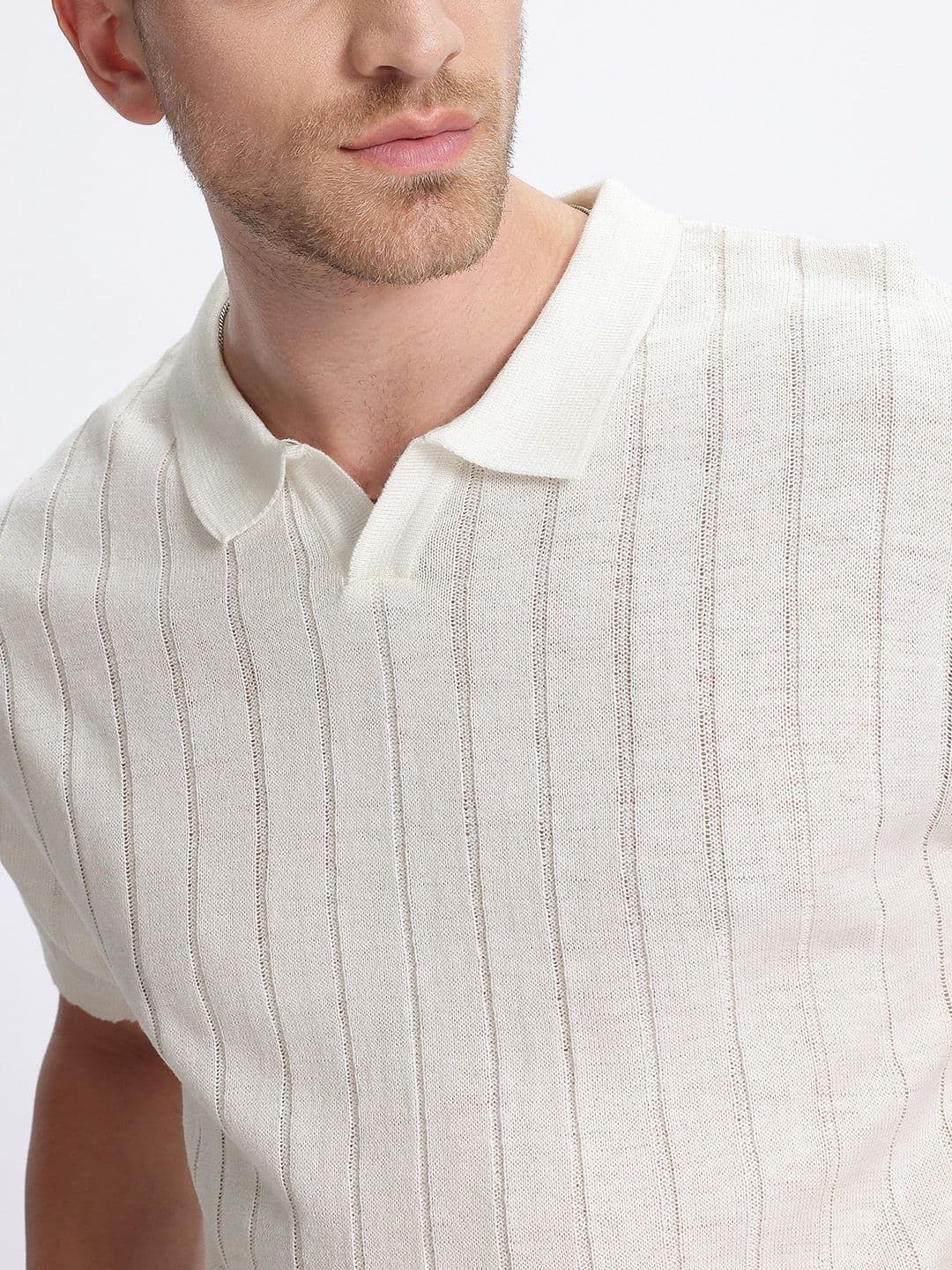 glitchez Ribbed Cotton Polo Collar T-shirt thumbnail 6