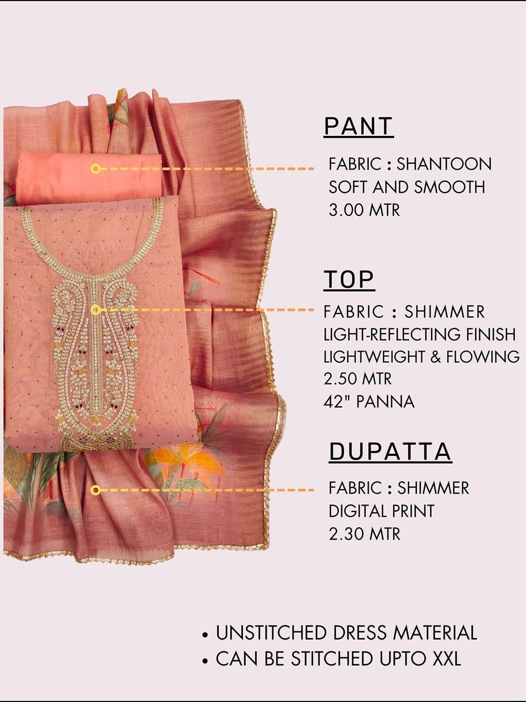 TAVAS Embroidered Sequinned Unstitched Dress Material thumbnail 5