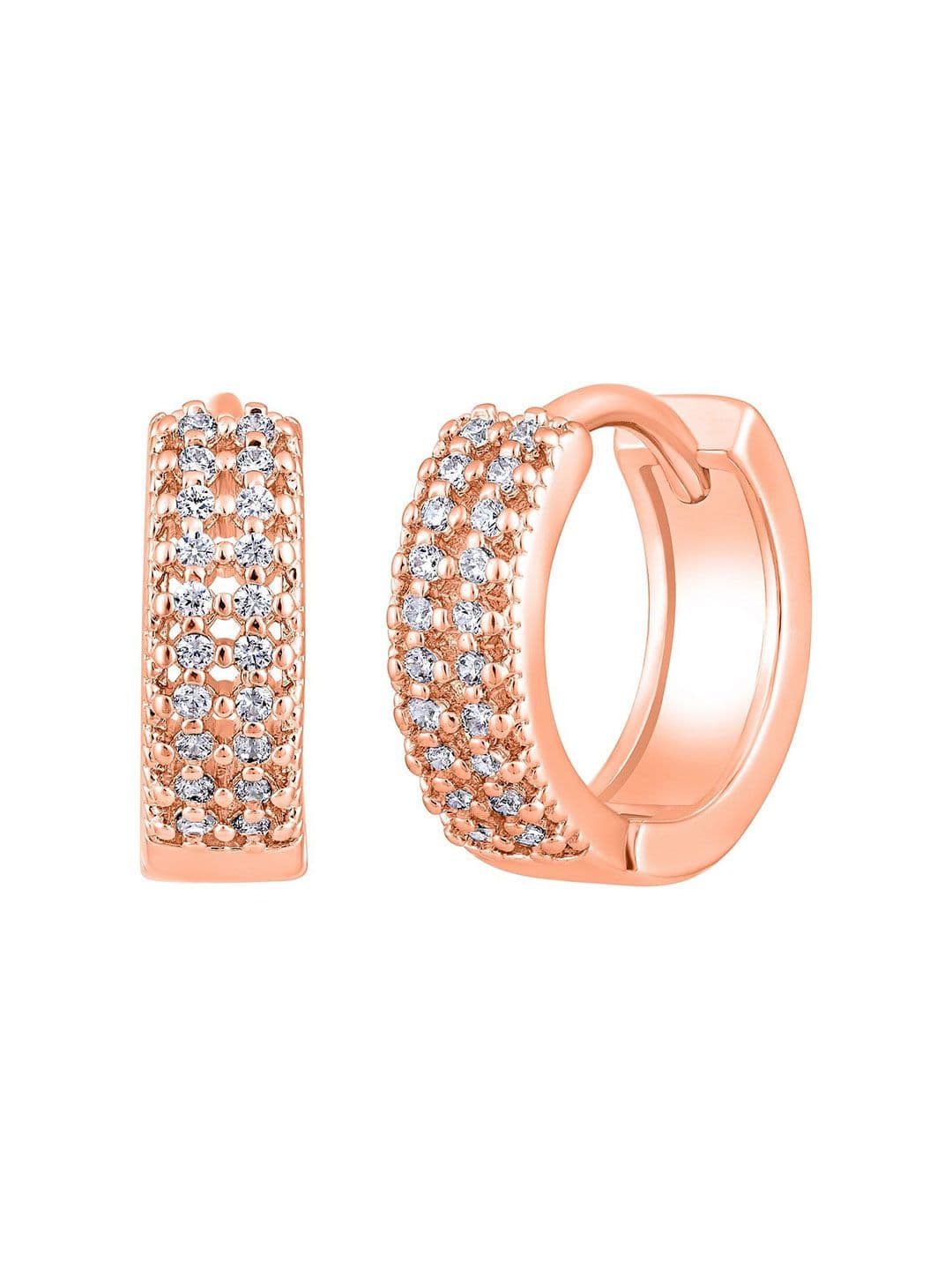 Jazz and Sizzle Rose Gold Plated American Diamond Hoop Earrings thumbnail 6