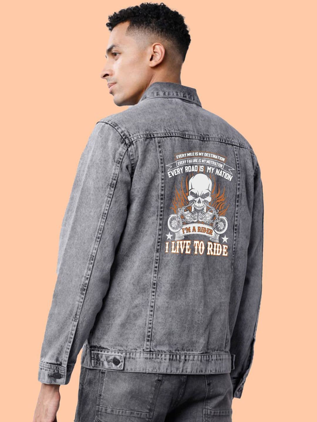 KLIZEN Men Printed Washed Denim Jacket thumbnail 3