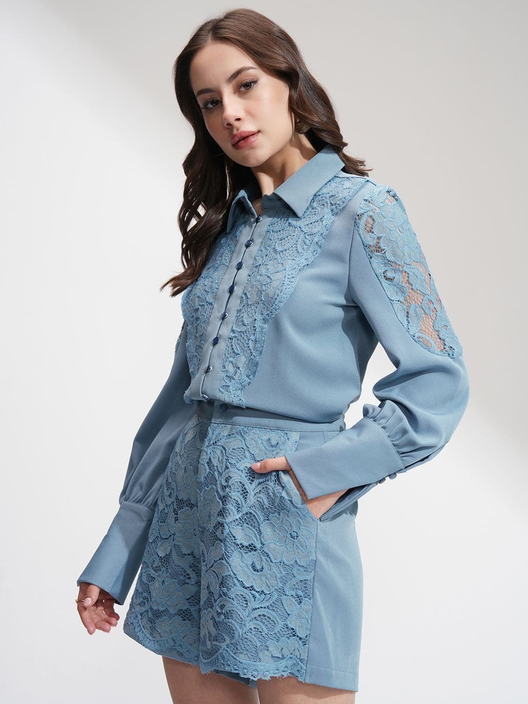 ESPYR By Tokyo Talkies Self Design Shirt With Shorts Co-Ords thumbnail 2
